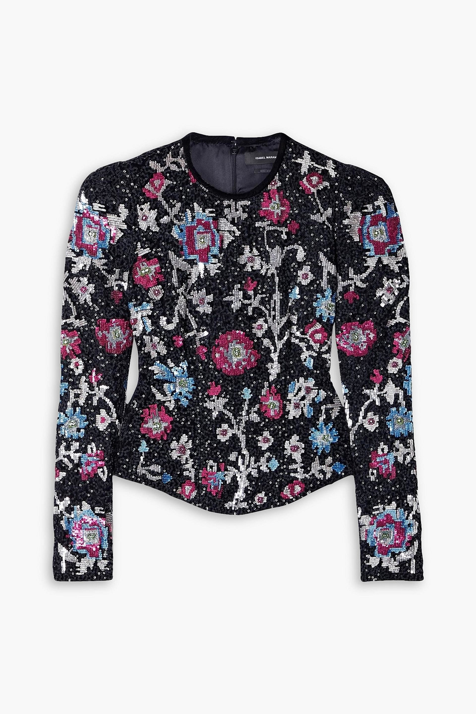 Isabel Marant Milawen Embellished Velvet Blouse In Schwarz