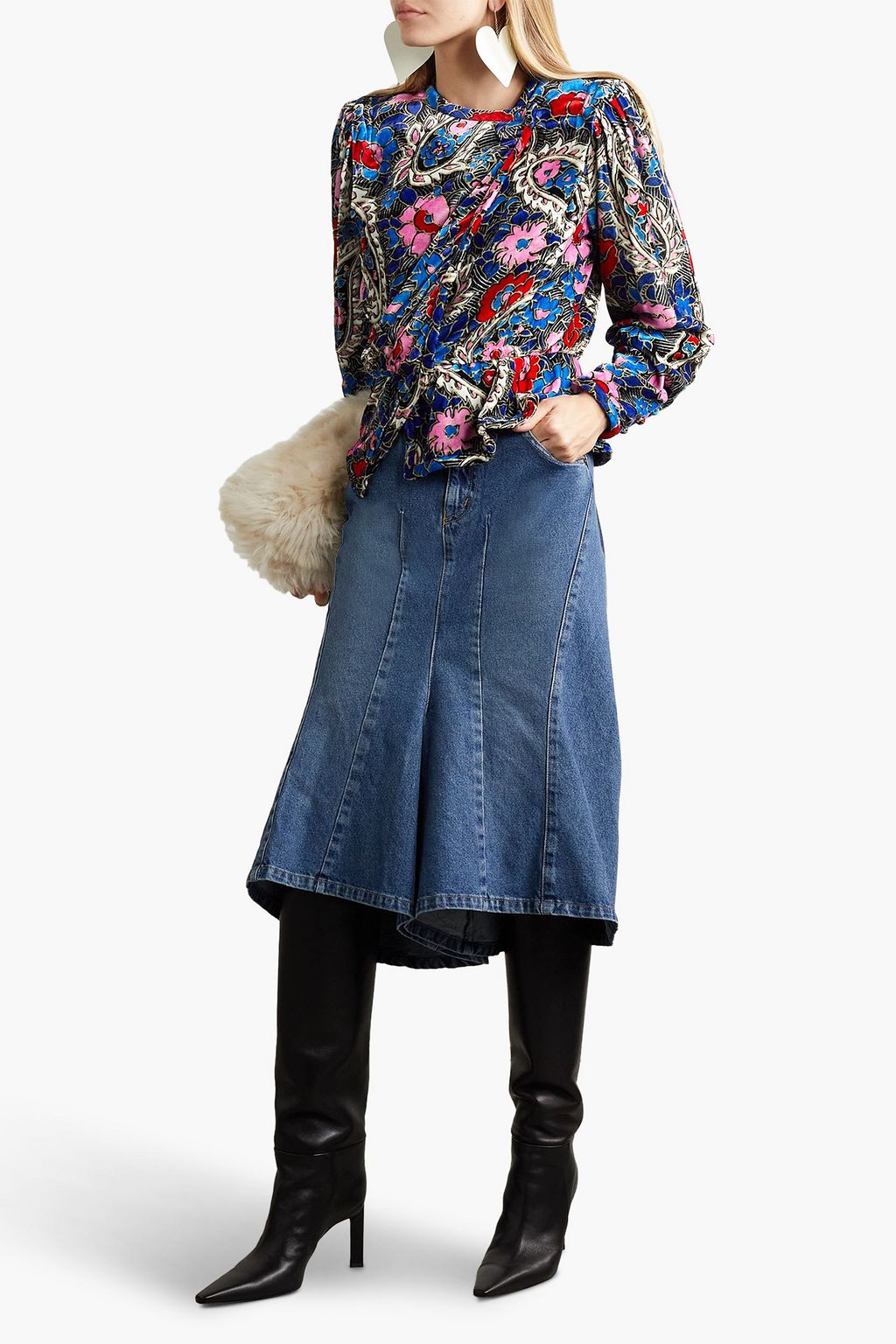 ISABEL MARANT Menelia floral-print velvet top