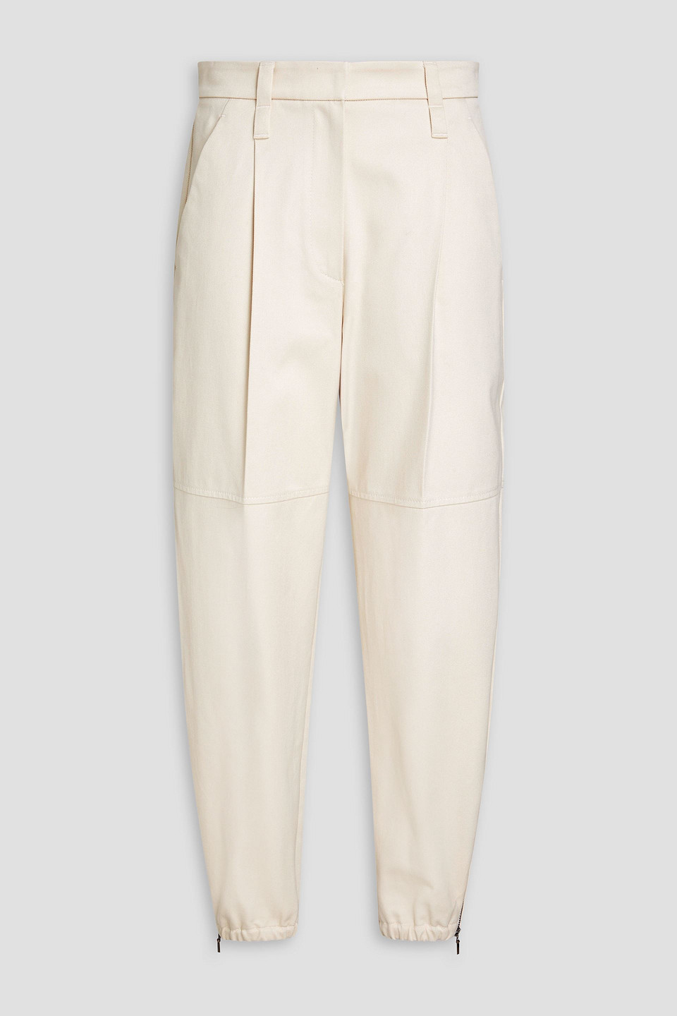 Brunello Cucinelli Cropped Cotton-twill Tapered Pants In Ecru