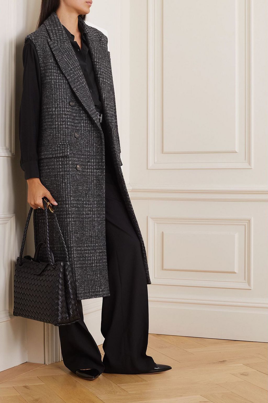 BRUNELLO CUCINELLI Oversized double-breasted Prince of Wales checked wool-blend coat