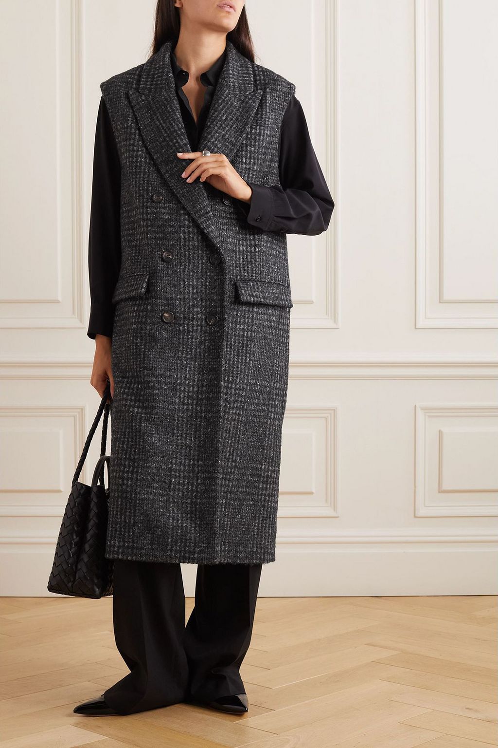 BRUNELLO CUCINELLI Oversized double-breasted Prince of Wales checked wool-blend coat