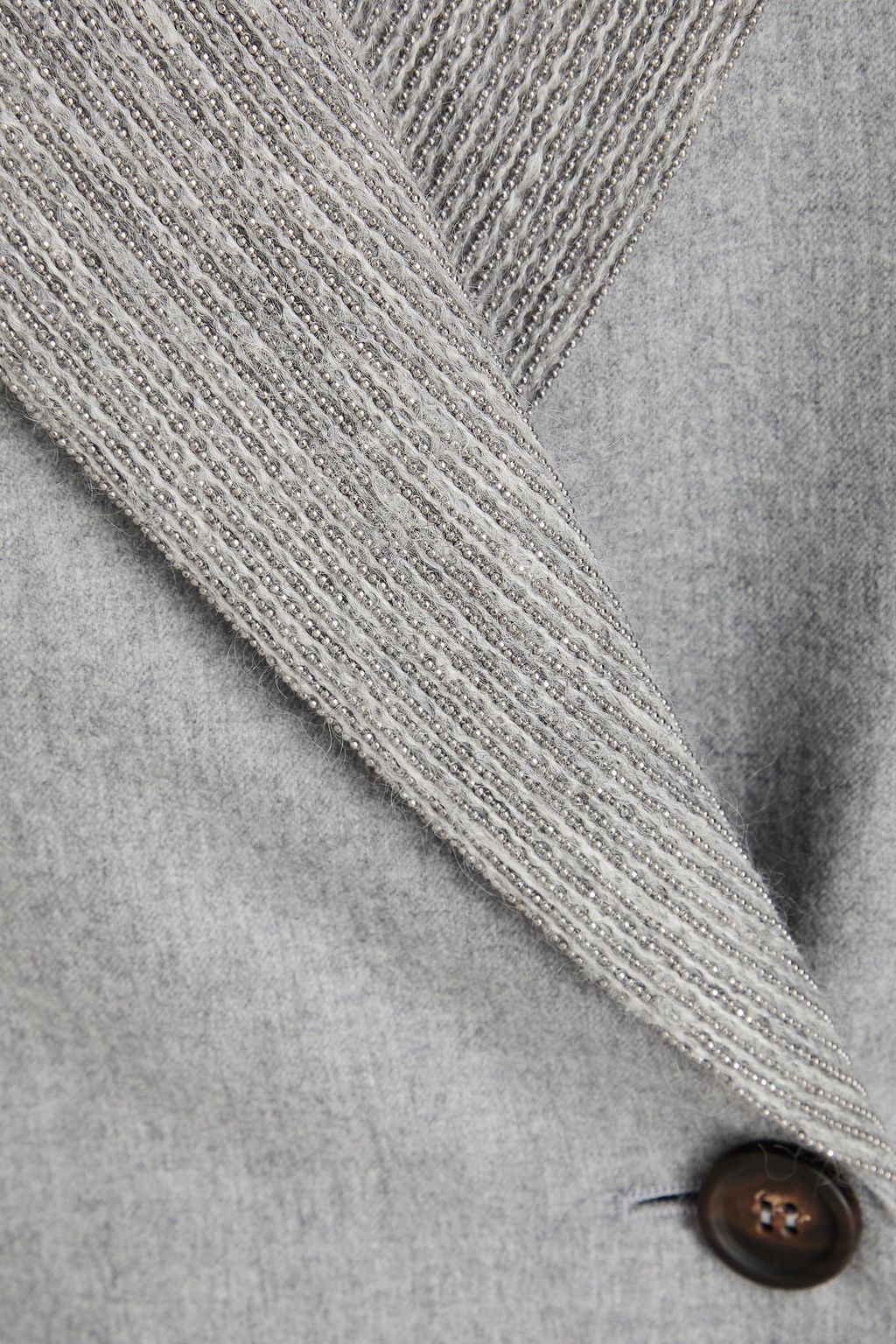 BRUNELLO CUCINELLI بليزر من صوف فلانيل ومزين بالخرز