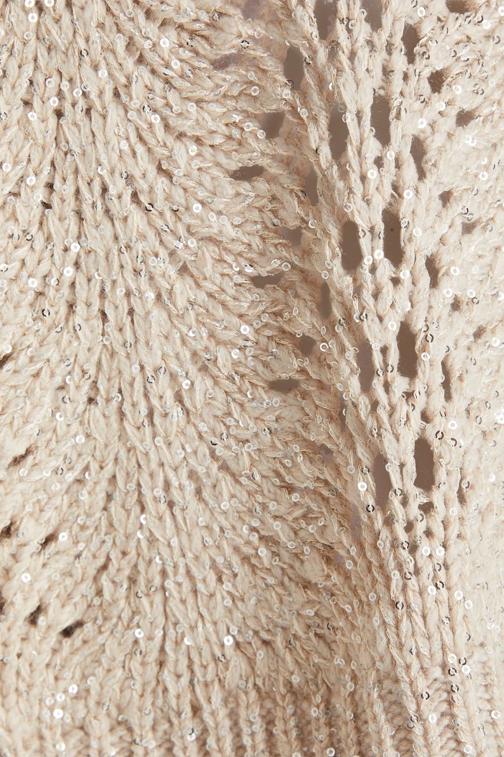 BRUNELLO CUCINELLI Cropped embellished pointelle-knit cashmere-blend sweater