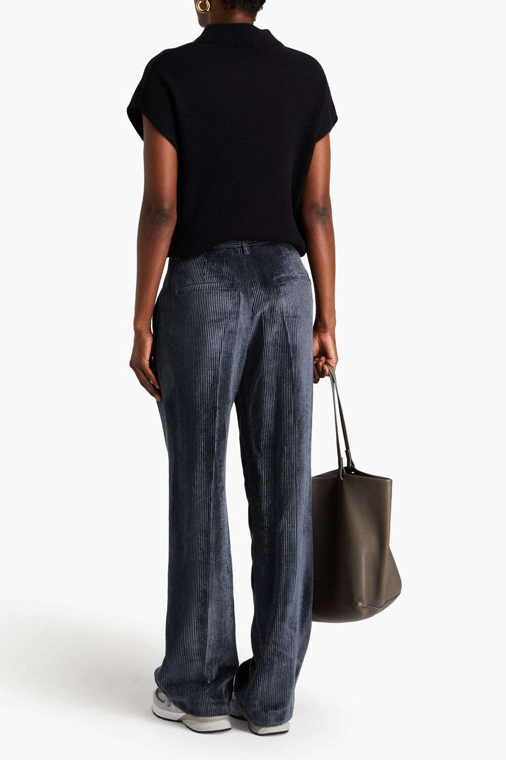 BRUNELLO CUCINELLI 플리츠 디테일 코듀로이 와이드 레그 팬츠