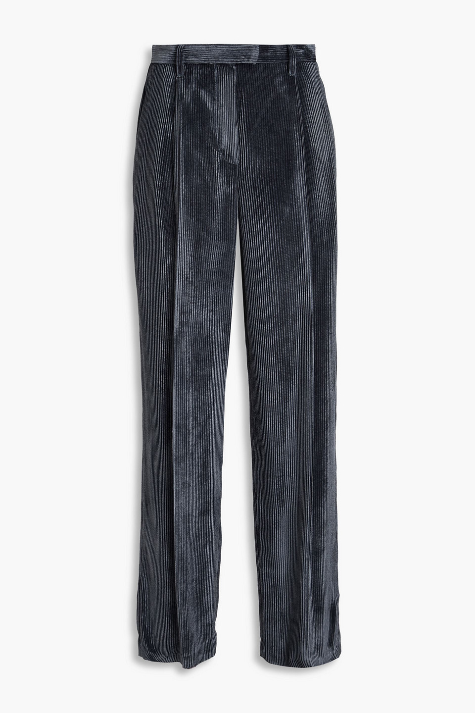 brunello cucinelli - pleated corduroy wide-leg pants - blue - it 40