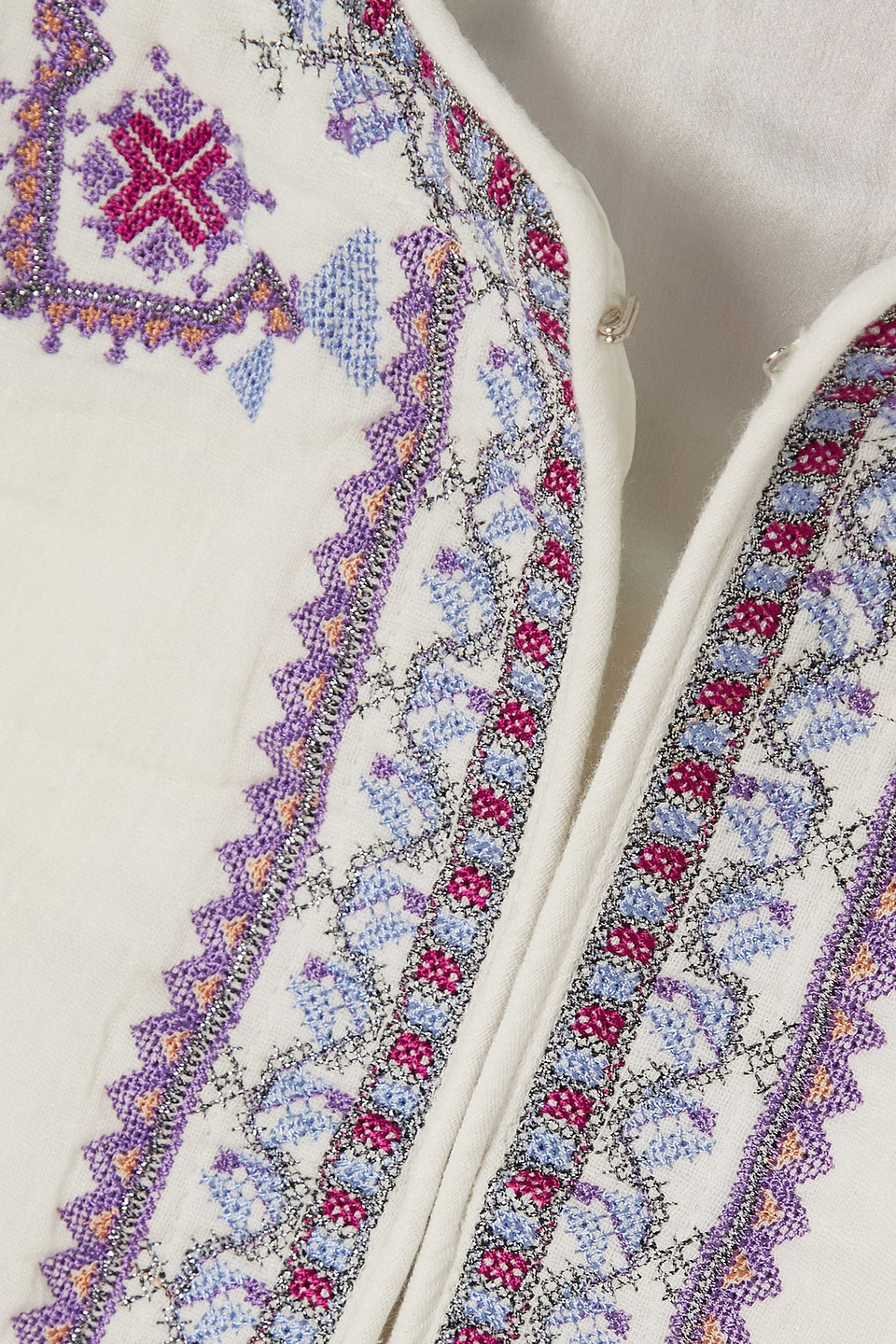 Isabel Marant Cruz Cropped Embroidered Cotton Vest In Weiss