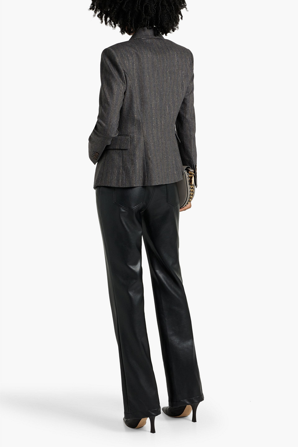 BRUNELLO CUCINELLI BEAD-EMBELLISHED METALLIC PINSTRIPED TWILL BLAZER