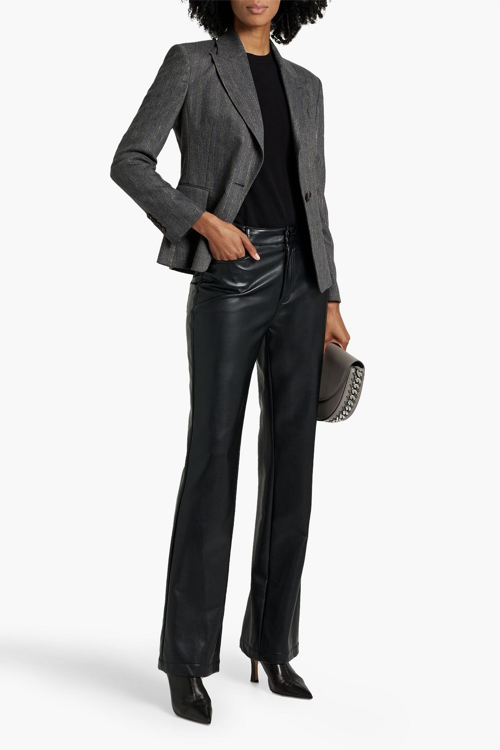 BRUNELLO CUCINELLI Bead-embellished metallic pinstriped twill blazer