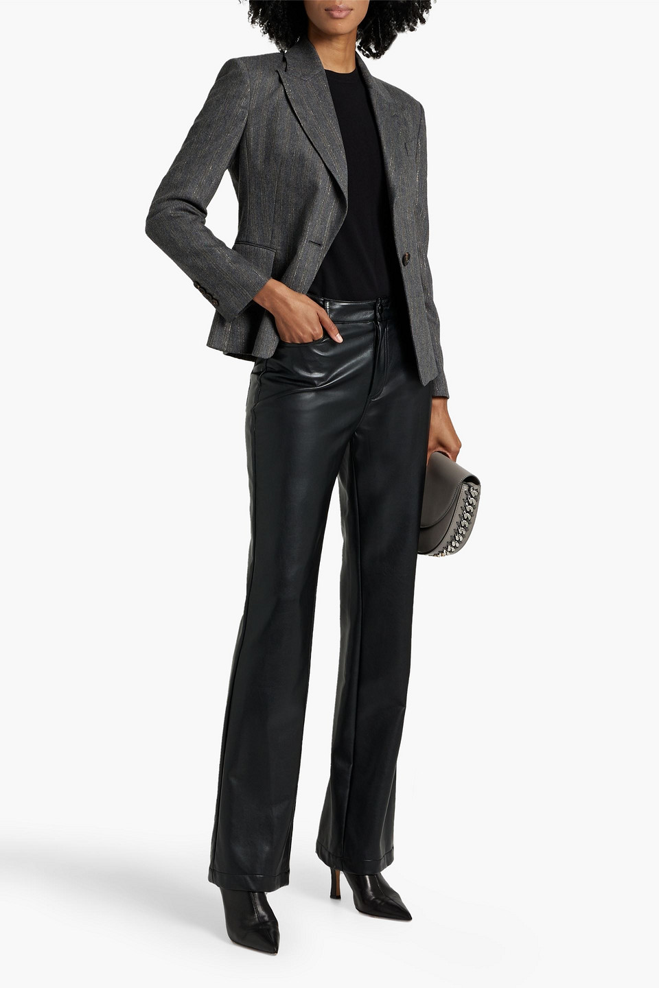 BRUNELLO CUCINELLI BEAD-EMBELLISHED METALLIC PINSTRIPED TWILL BLAZER