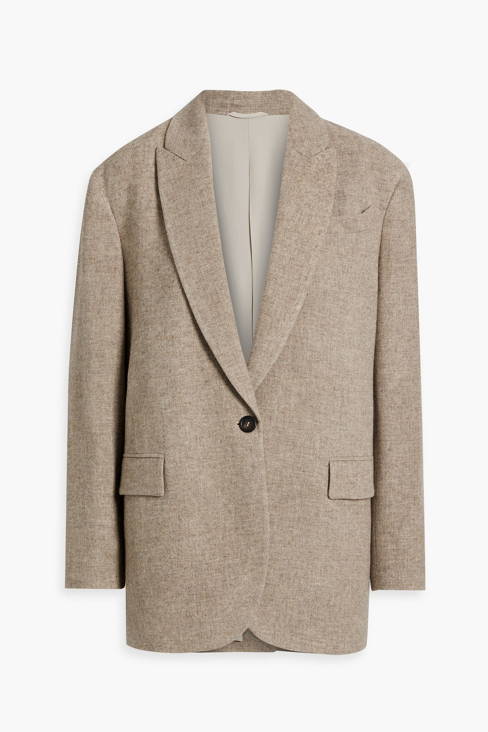 Shop Brunello Cucinelli Bead-embellished Yak Blazer In Sand