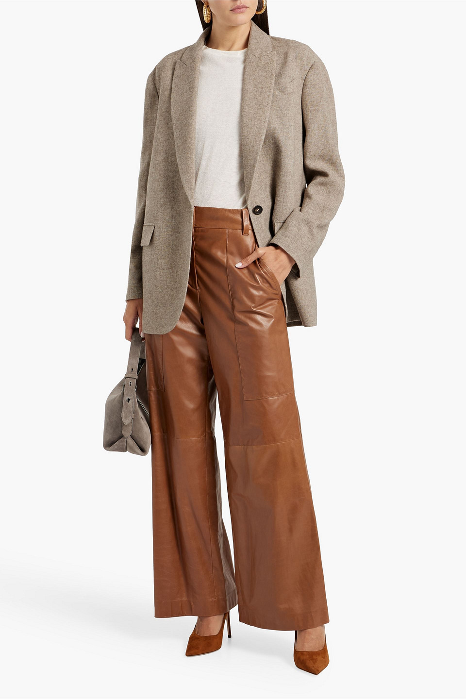 Shop Brunello Cucinelli Bead-embellished Yak Blazer In Sand