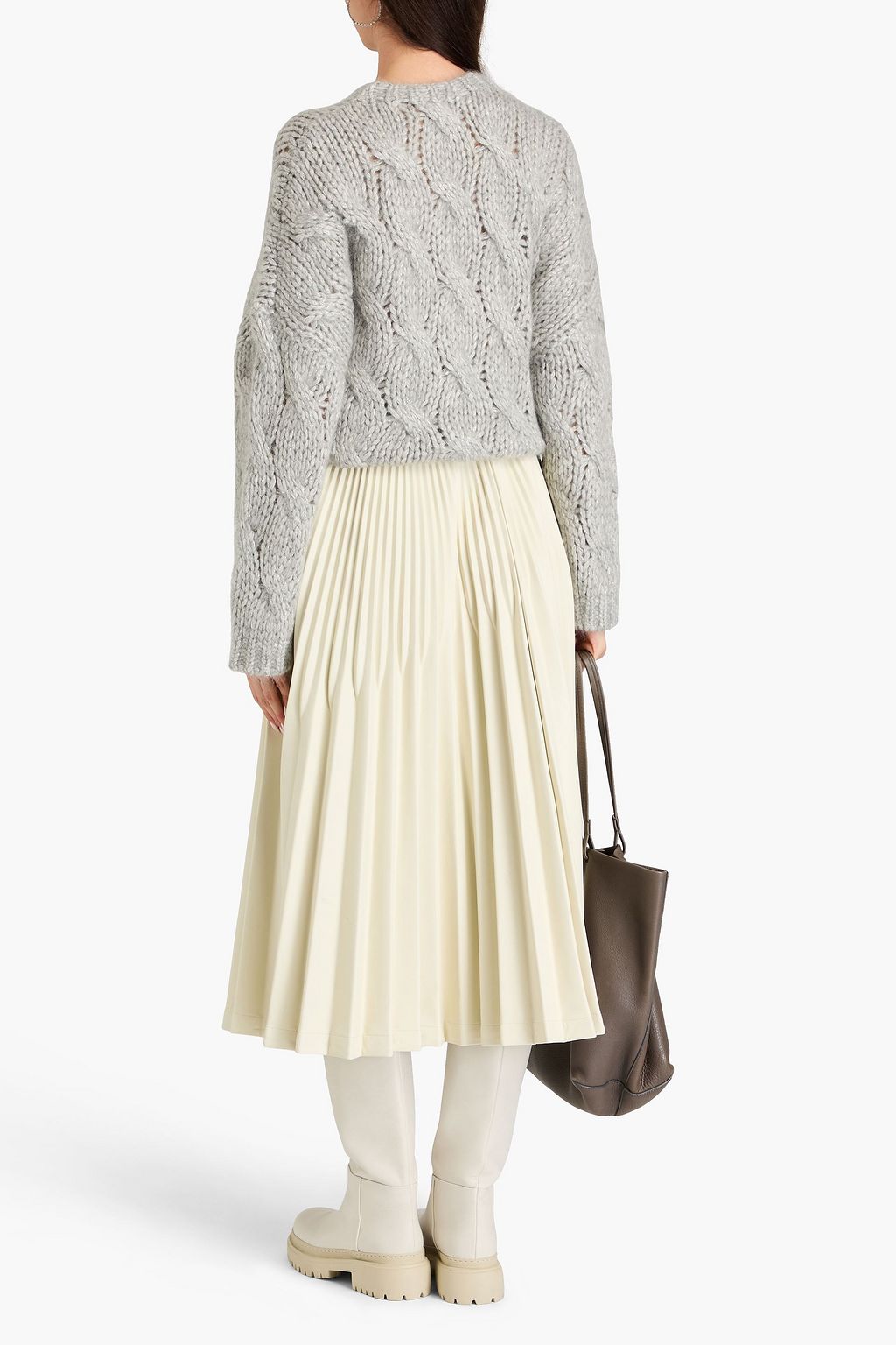 BRUNELLO CUCINELLI 메탈릭 케이블 니트 스웨터