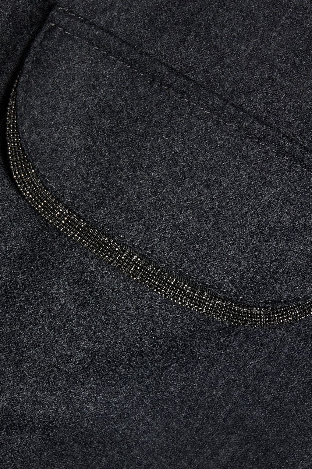 BRUNELLO CUCINELLI Bead-embellished wool-flannel midi shirt dress