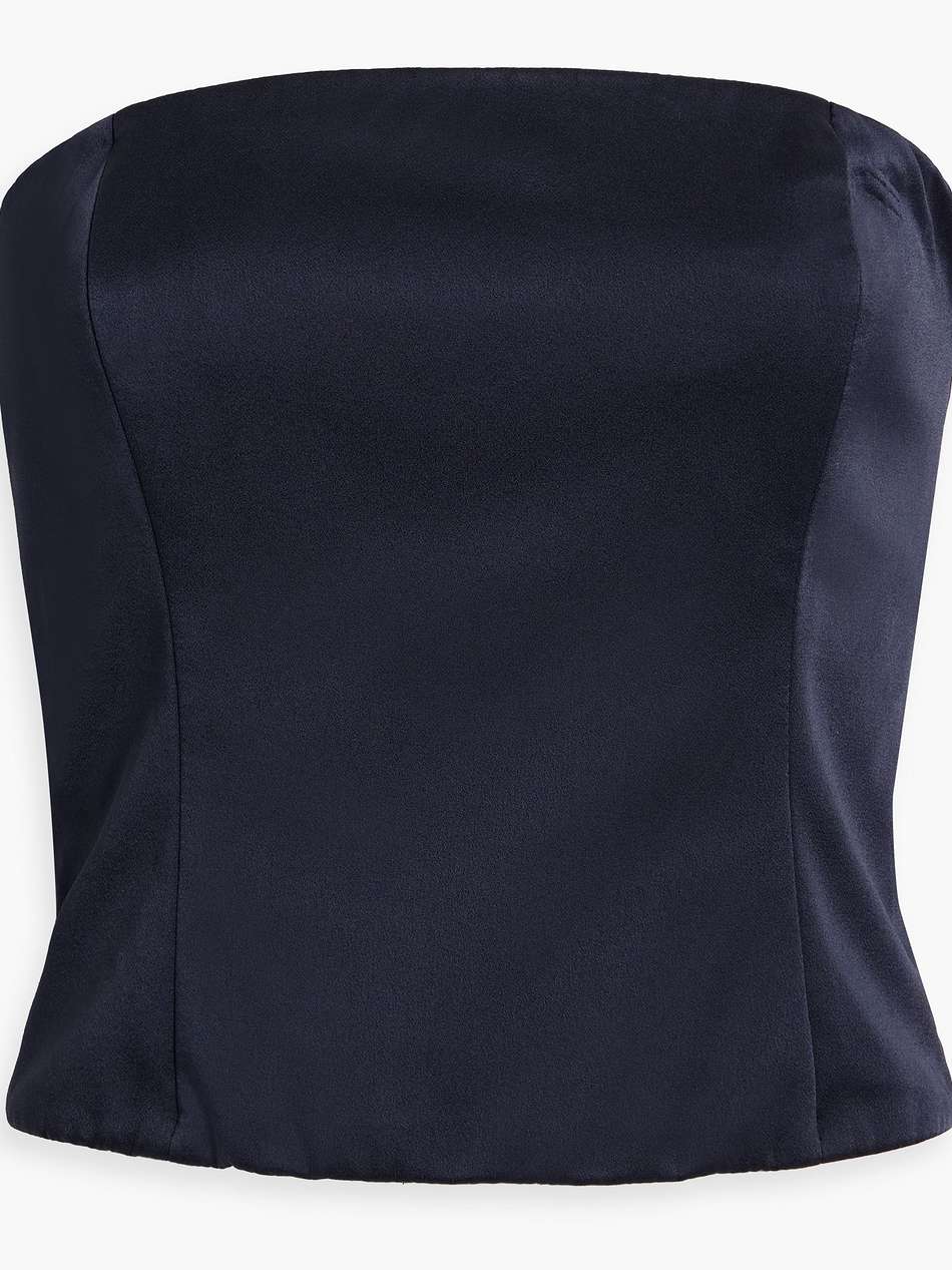 strapless satin-crepe top