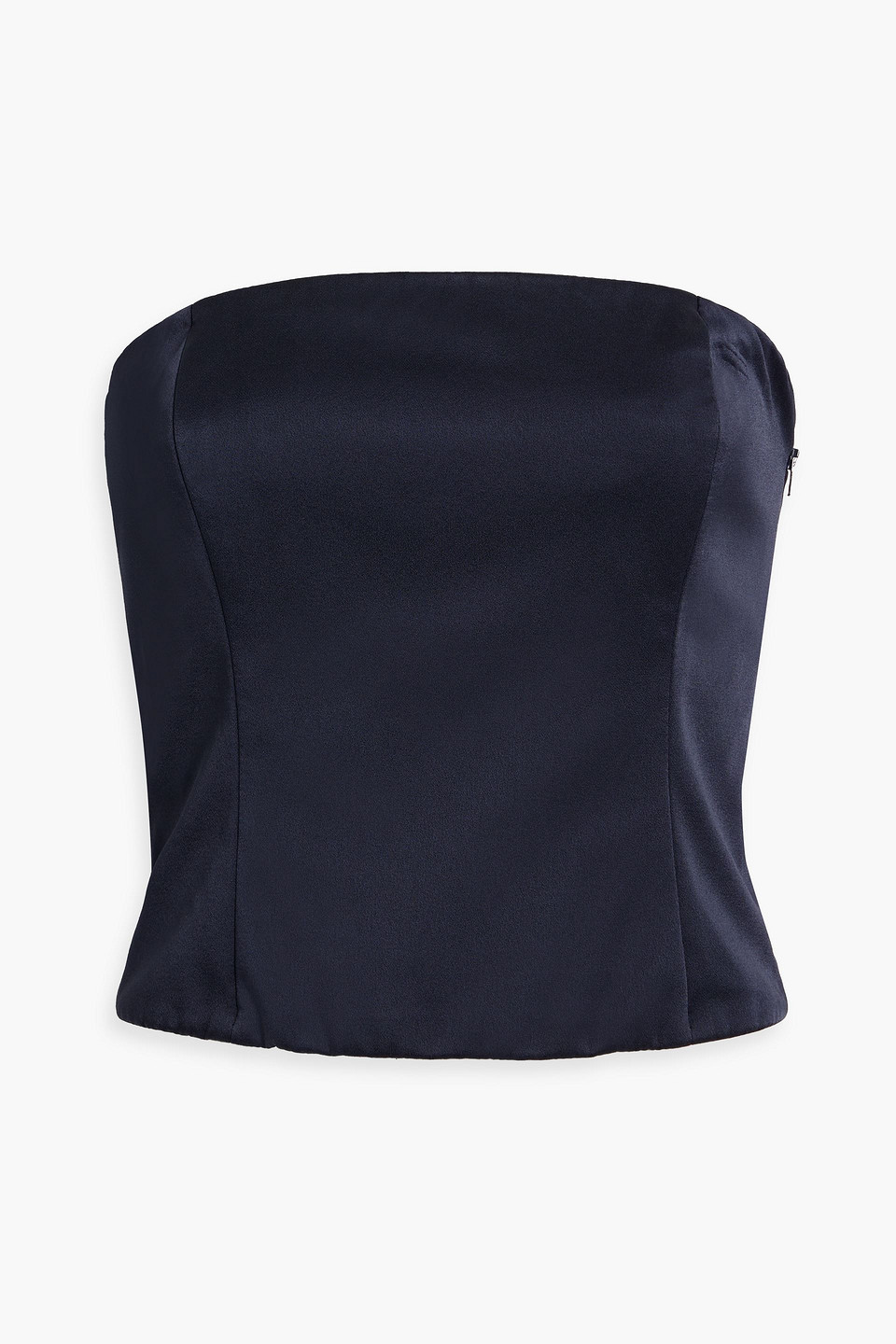 Brunello Cucinelli Strapless Satin-crepe Top In Navy
