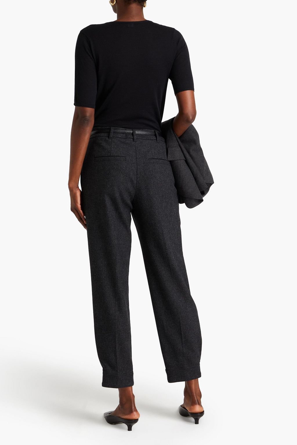BRUNELLO CUCINELLI Pleated wool-blend flannel tapered pants