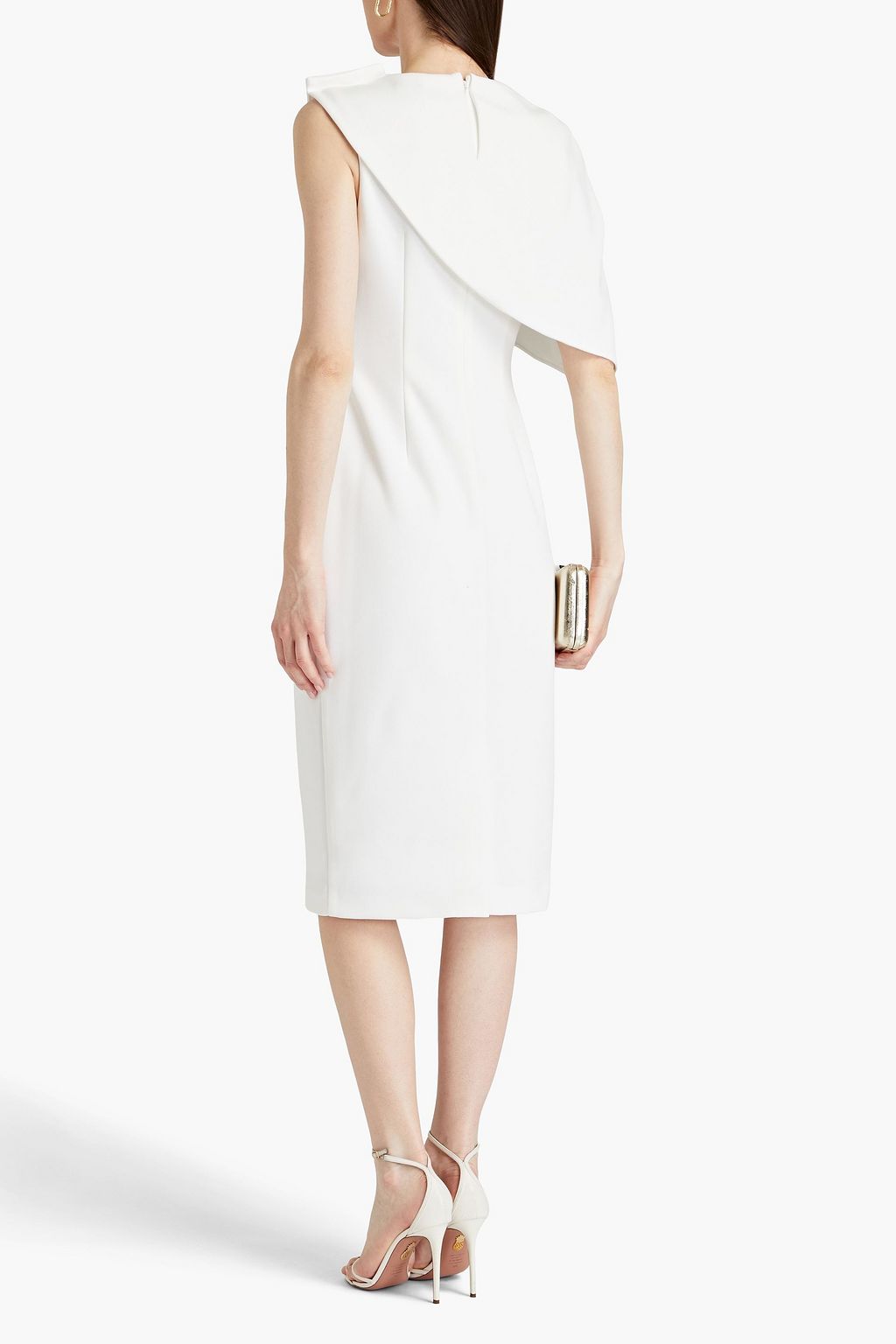 BADGLEY MISCHKA Button-embellished crepe midi dress