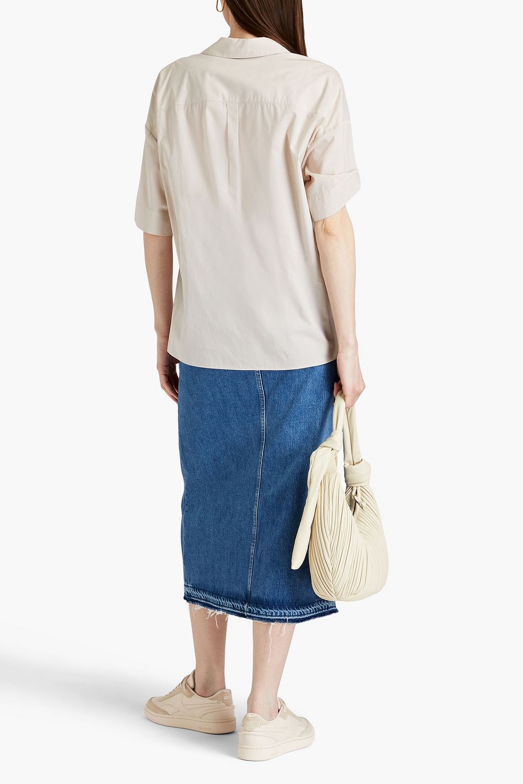 THEORY Pleated slub cotton shirt