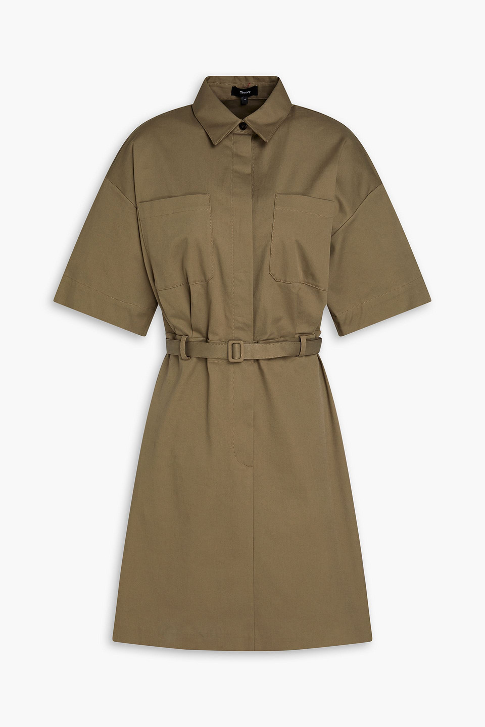 theory cotton shirt dress THEORY Cotton Blend Poplin Midi Shirt Dress Theory