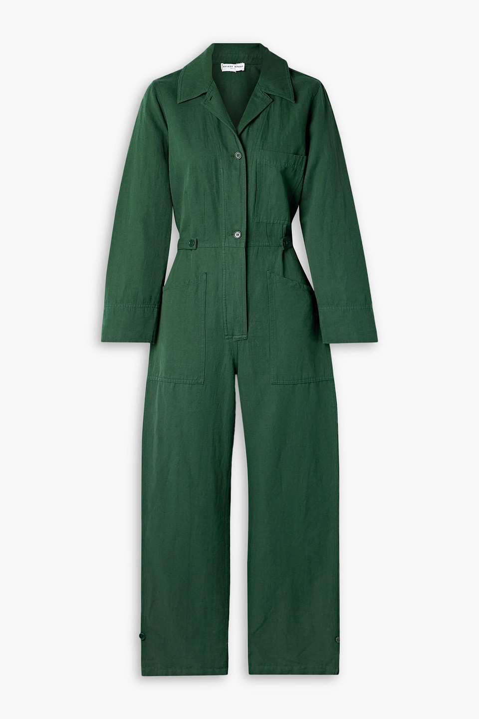 Apiece Apart Ares Linen And Cotton-blend Twill Jumpsuit In Forest Green