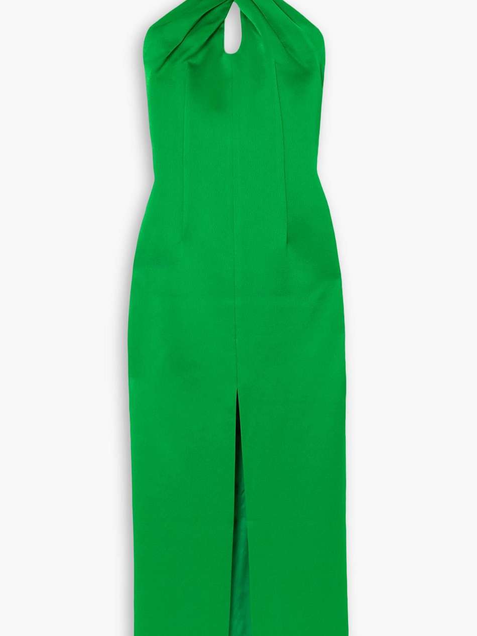 satin halterneck midi dress