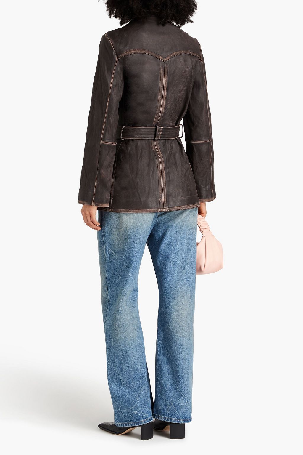 ACNE STUDIOS جاكيت مصنوع من الجلد مزوّد بحزام