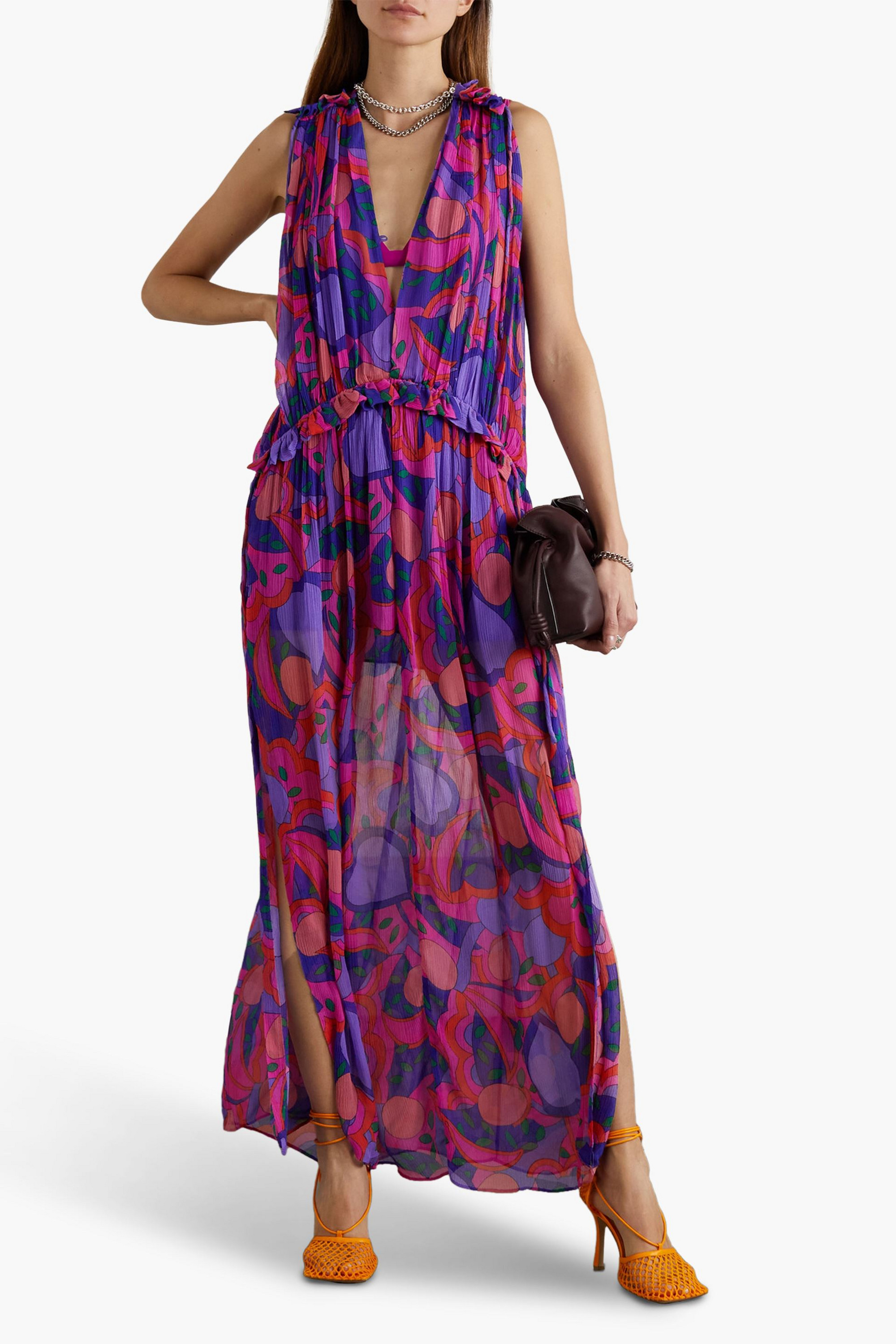 Isabel Marant Gathered printed silk-crepon maxi dress