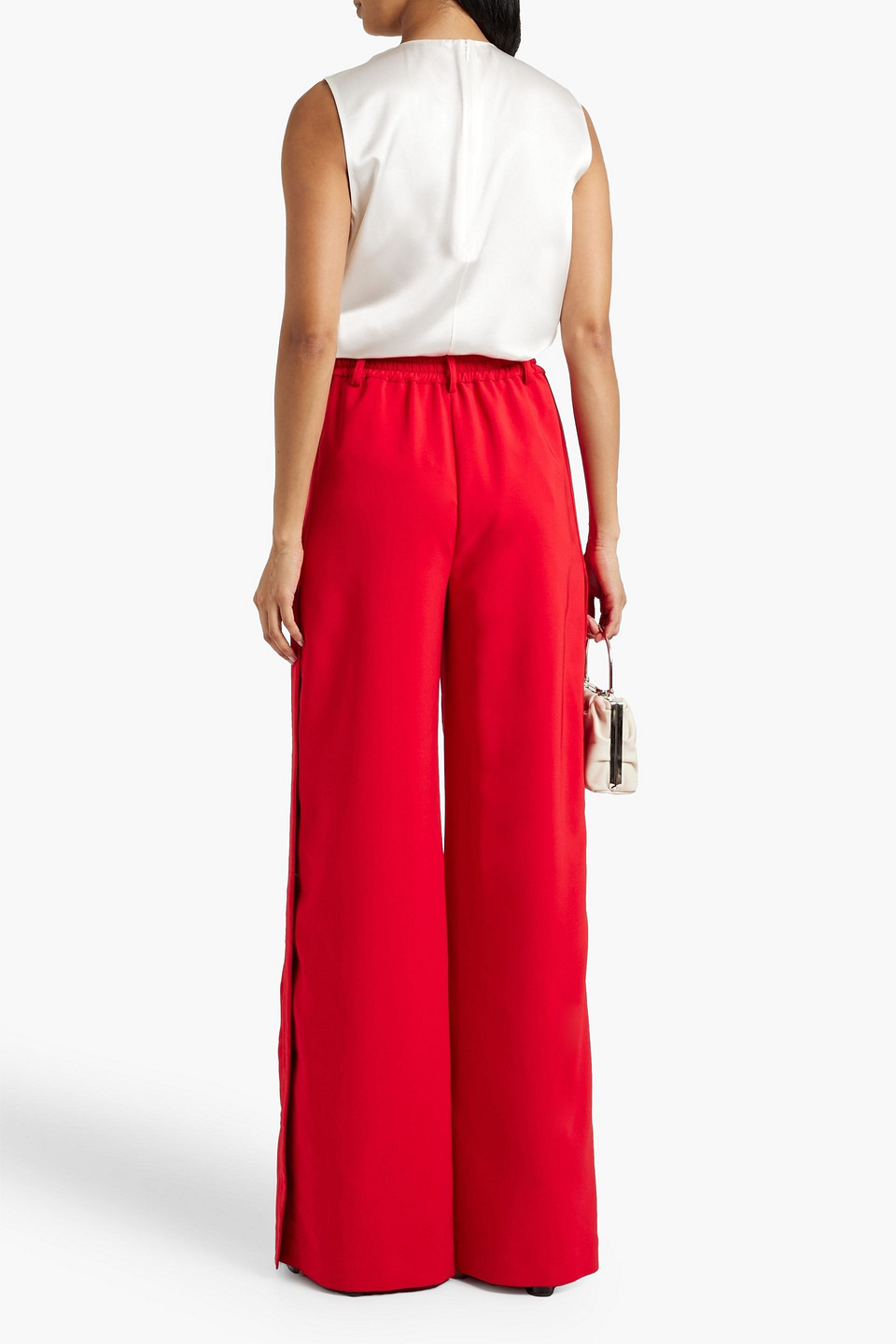 Shop Zuhair Murad Crepe Wide-leg Pants In Tomato Red