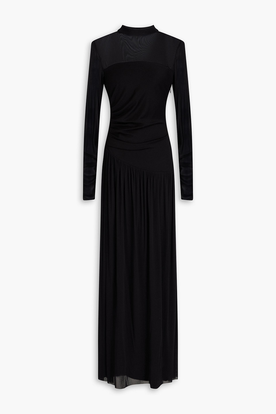Diane Von Furstenberg Kirstie Mesh-paneled Jersey Maxi Dress In Black