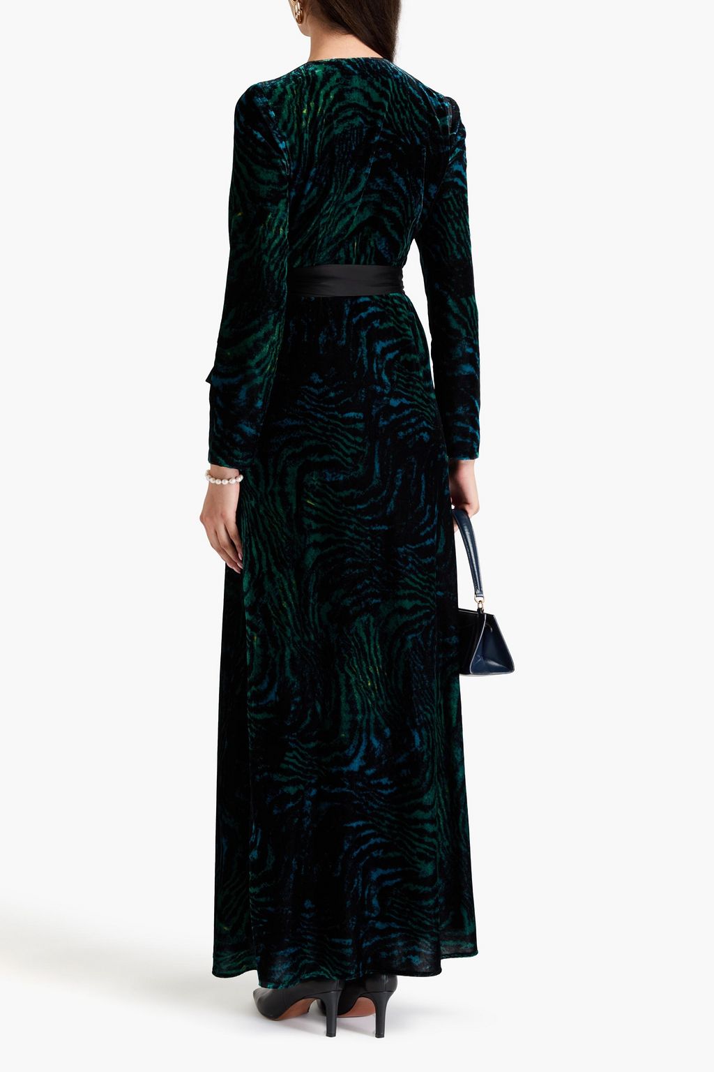 DIANE VON FURSTENBERG Jareth tiger-print velvet maxi wrap dress
