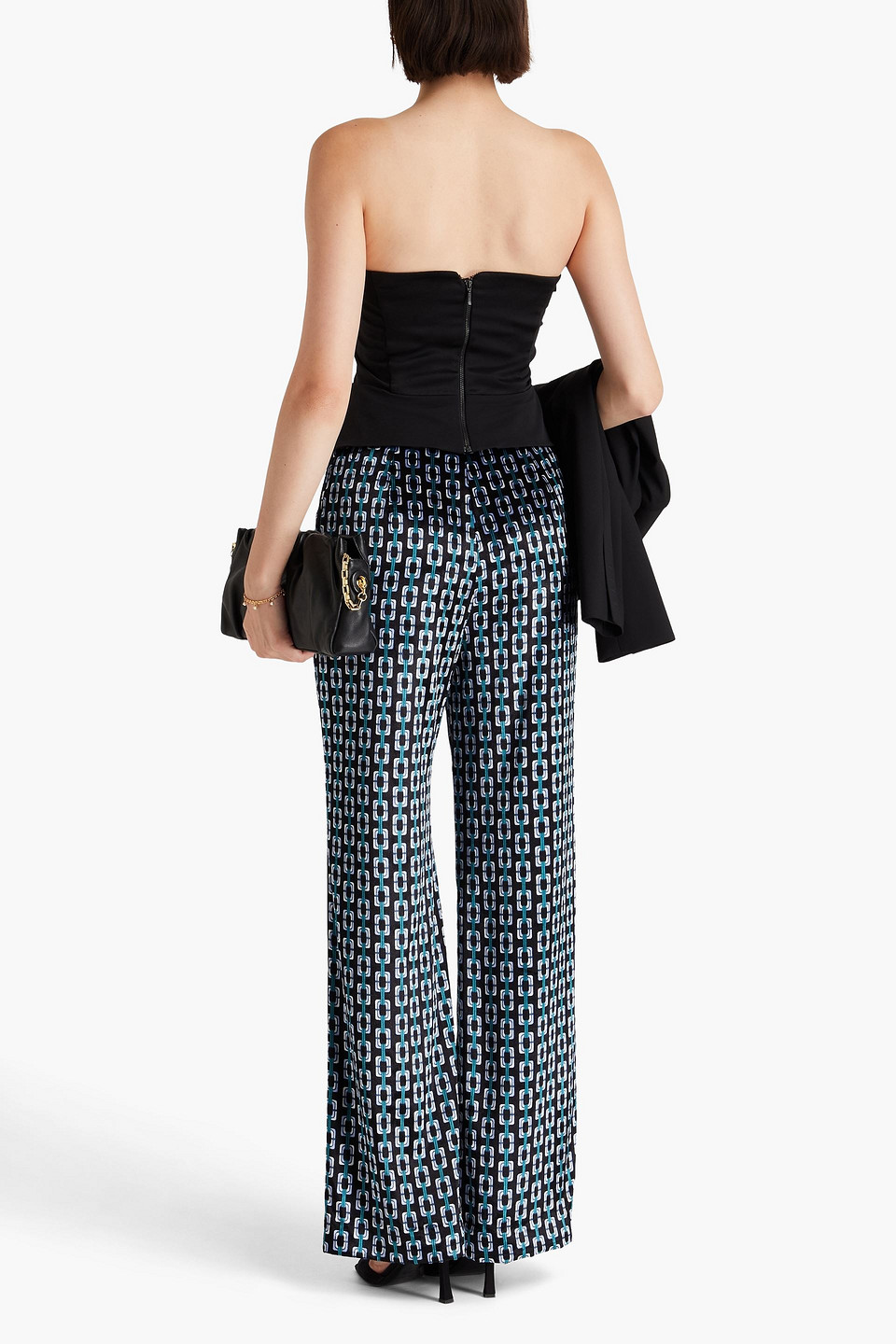 Diane Von Furstenberg Vegas Hose Mit Geradem Bein Aus Samt Mit Print In Schwarz