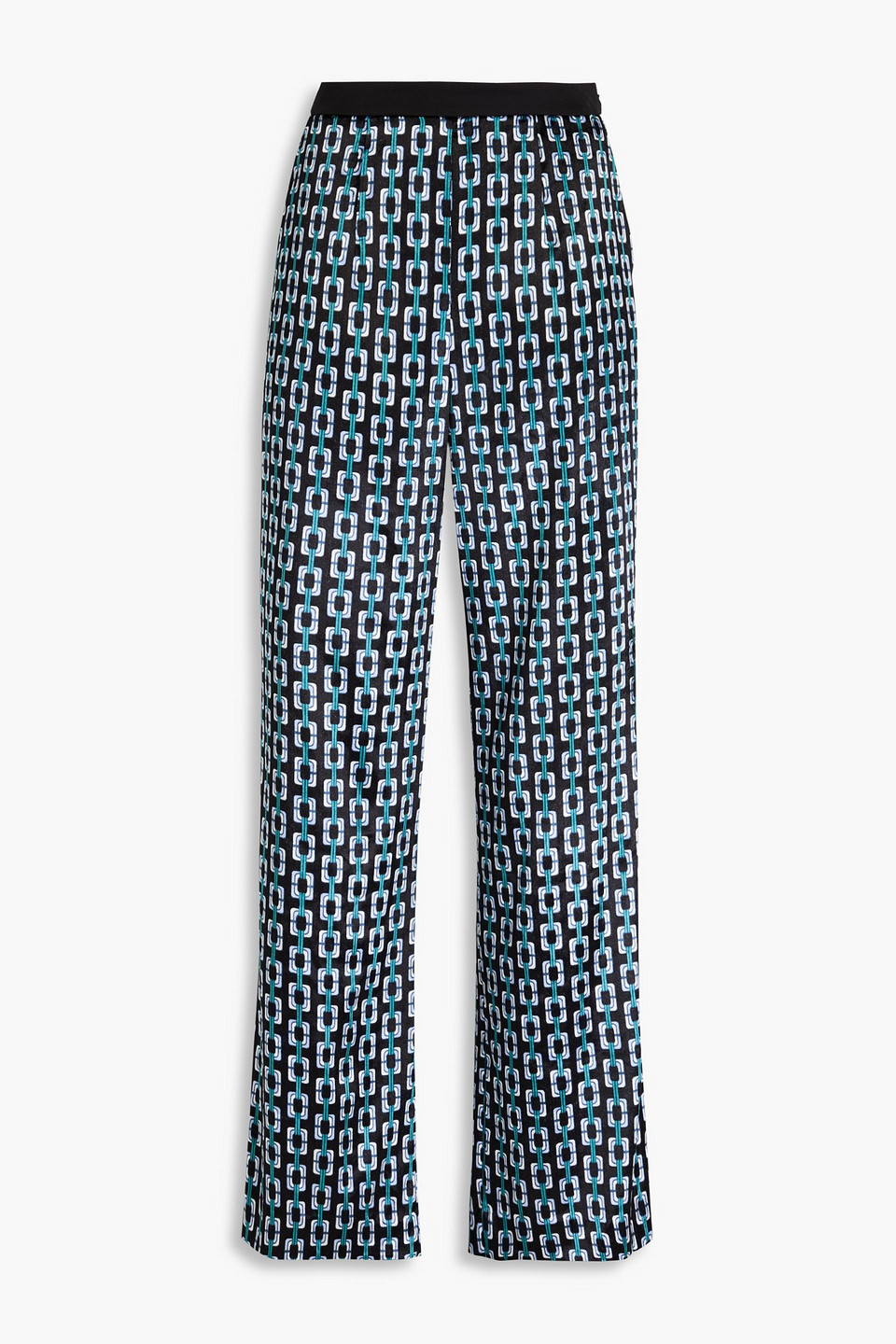 Diane Von Furstenberg Vegas Hose Mit Geradem Bein Aus Samt Mit Print In Schwarz