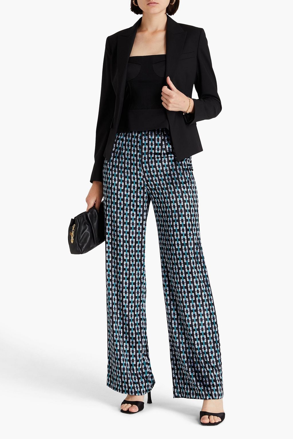 DIANE VON FURSTENBERG بنطلون "فيجاس" من المخمل بأرجل مستقيمة ومزين بطبعات