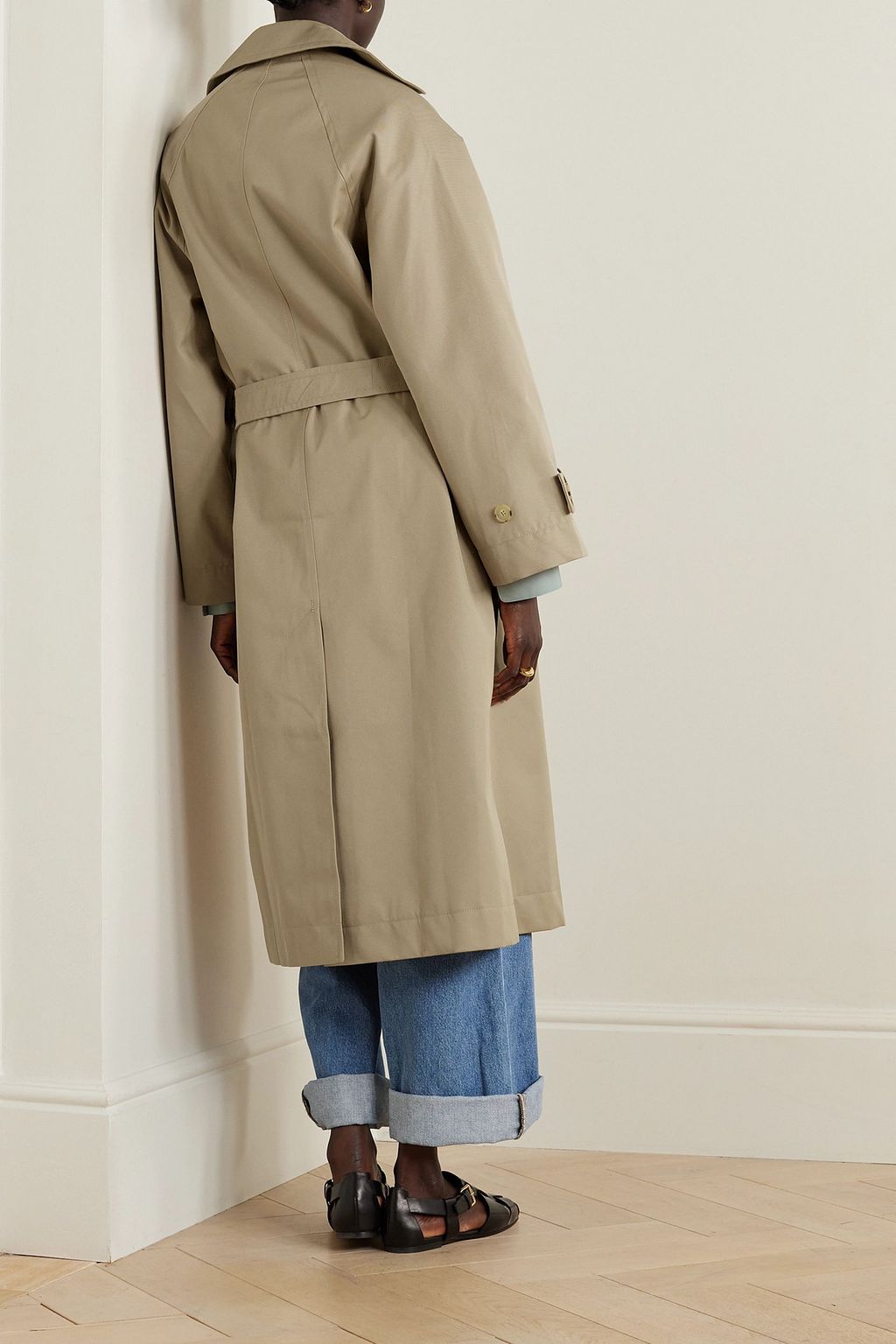 BOUGUESSA Kai oversized belted cotton-gabardine trench coat