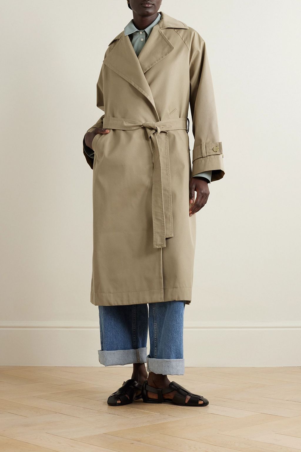 BOUGUESSA Kai oversized belted cotton-gabardine trench coat