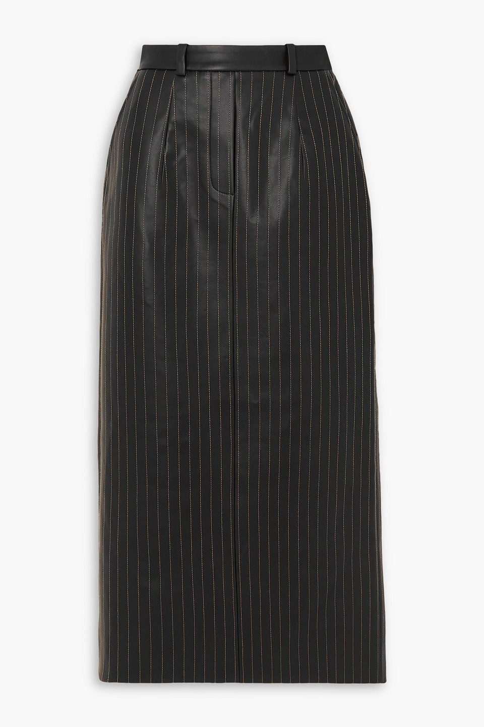 Bouguessa Irina Embroidered Faux Leather Midi Skirt In Black