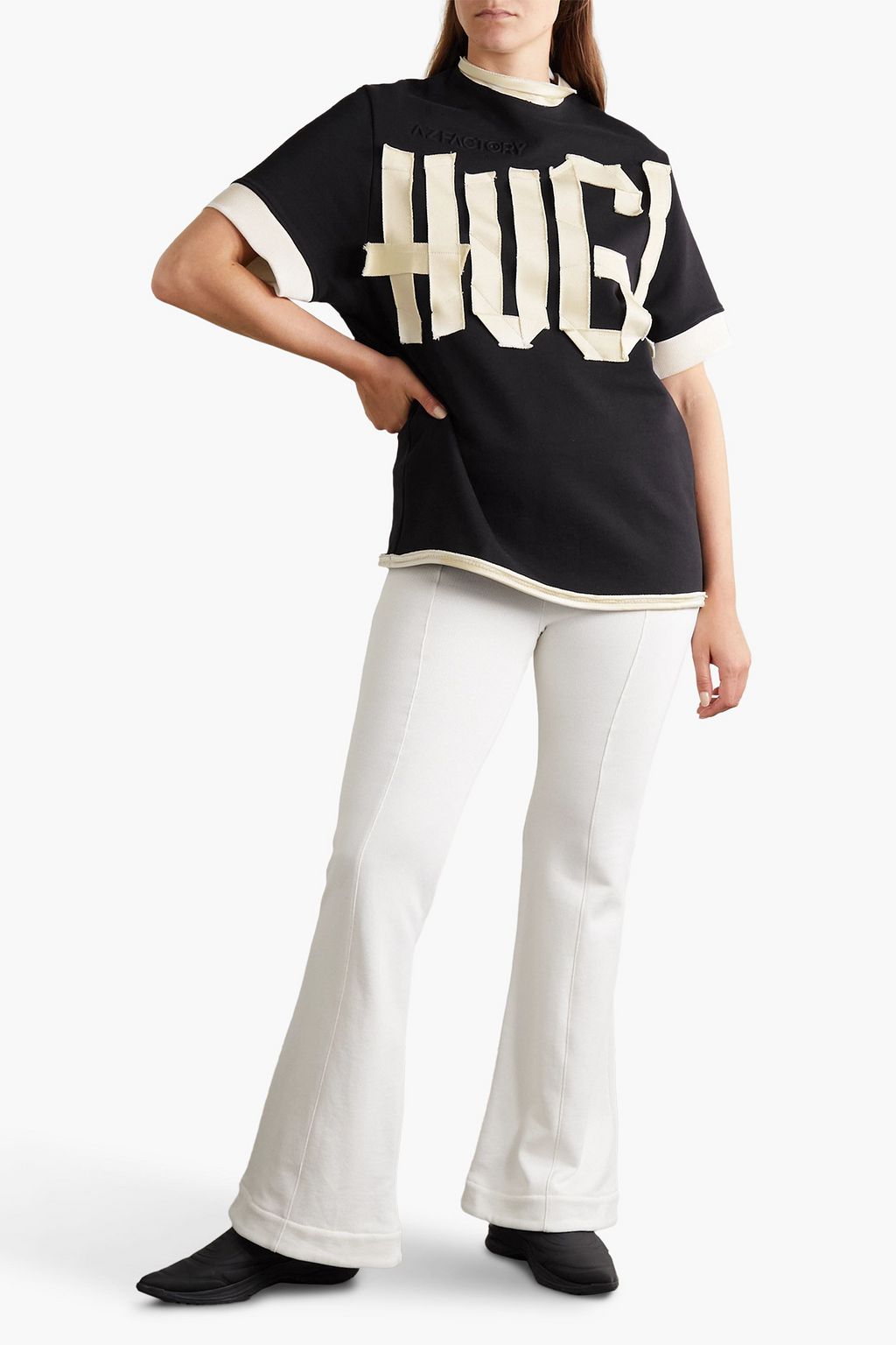 AZ FACTORY Free To appliquéd cotton-jersey T-shirt