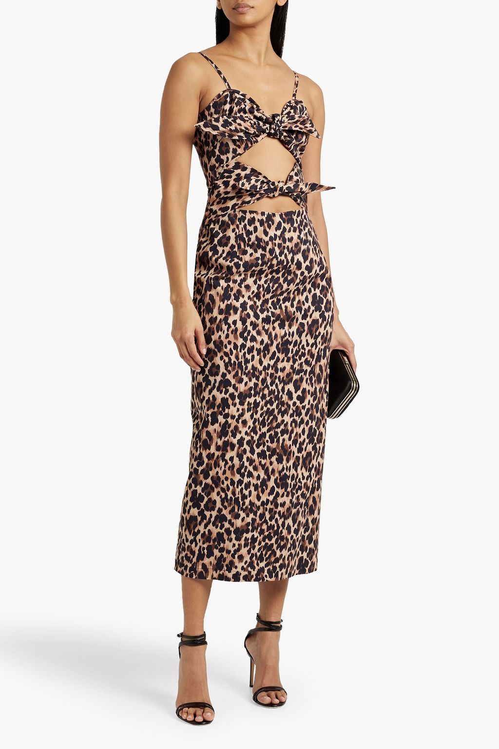 RACIL Mia knotted leopard-print cotton-blend midi dress