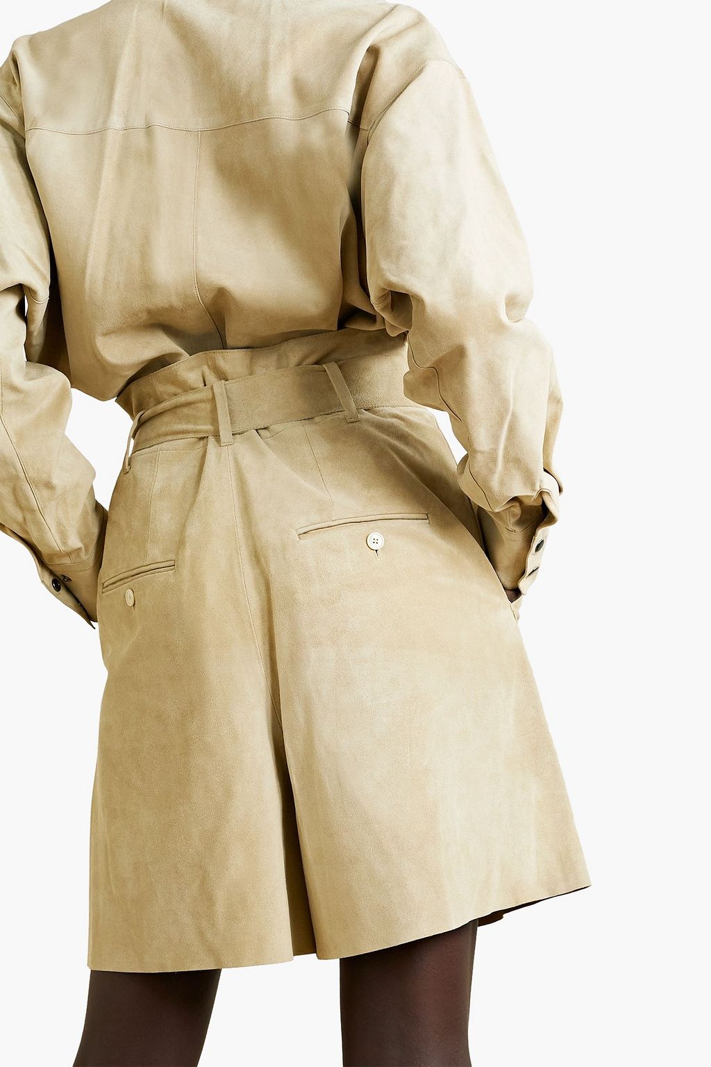 ISABEL MARANT Cililaz belted pleated suede shorts
