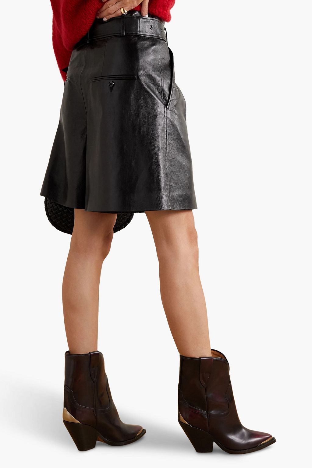 ISABEL MARANT カットアウト ストレッチ ホティスツ 【関税込】 ISABEL MARANT Balilaz belted pleated leather shorts | THE OUTNET