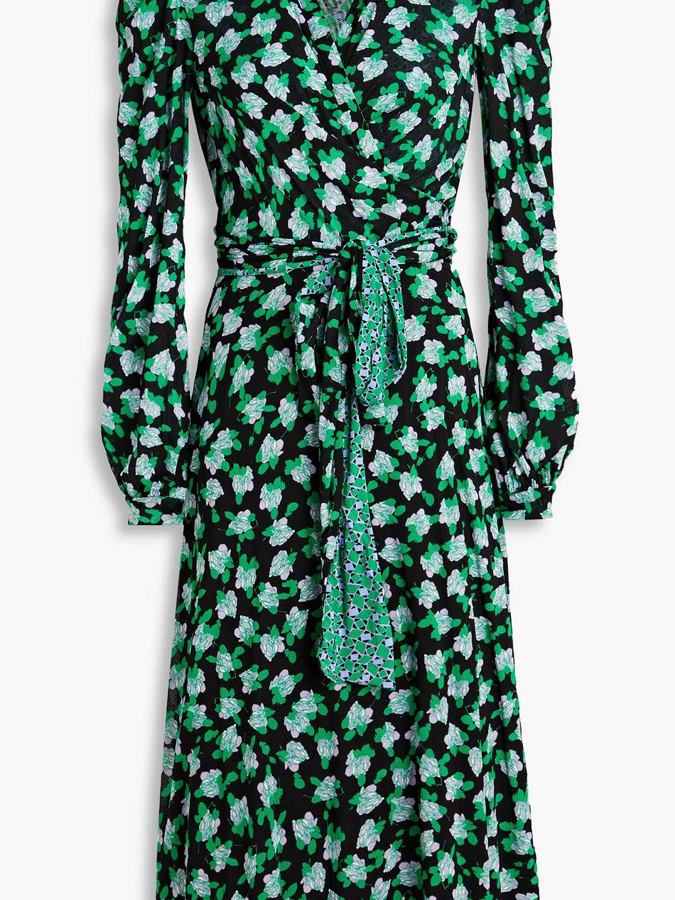 phoenix reversible printed stretch-mesh midi wrap dress