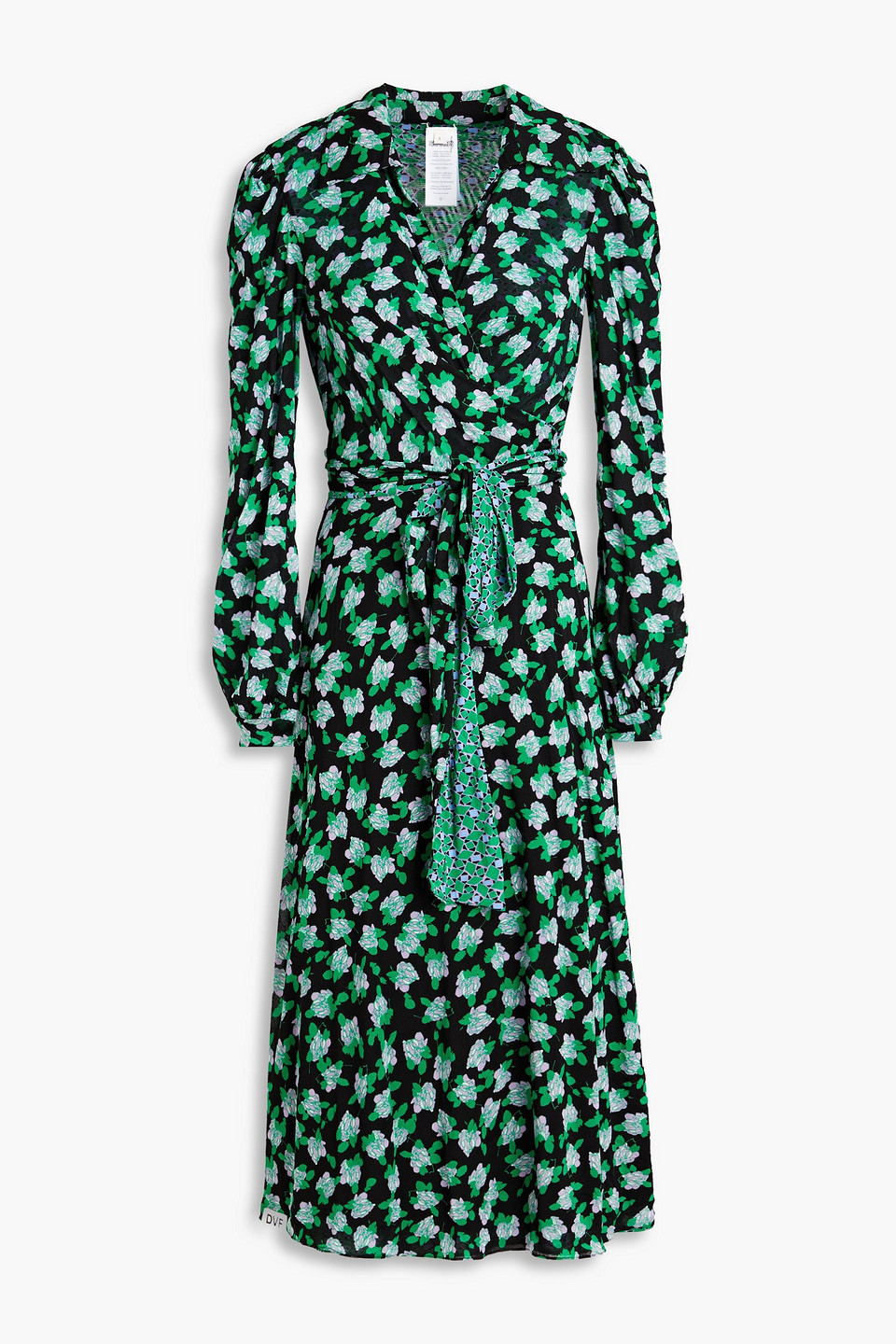 Diane Von Furstenberg Phoenix Reversible Printed Stretch-mesh Midi Wrap Dress In Green