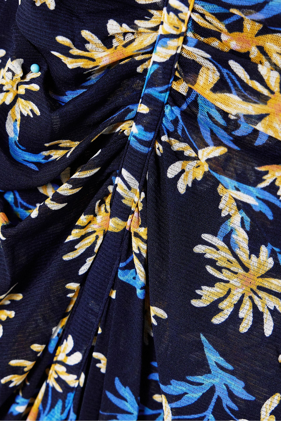 Diane Von Furstenberg Amelie Ruched Floral-print Stretch-chiffon Midi Dress In Midnight Blue