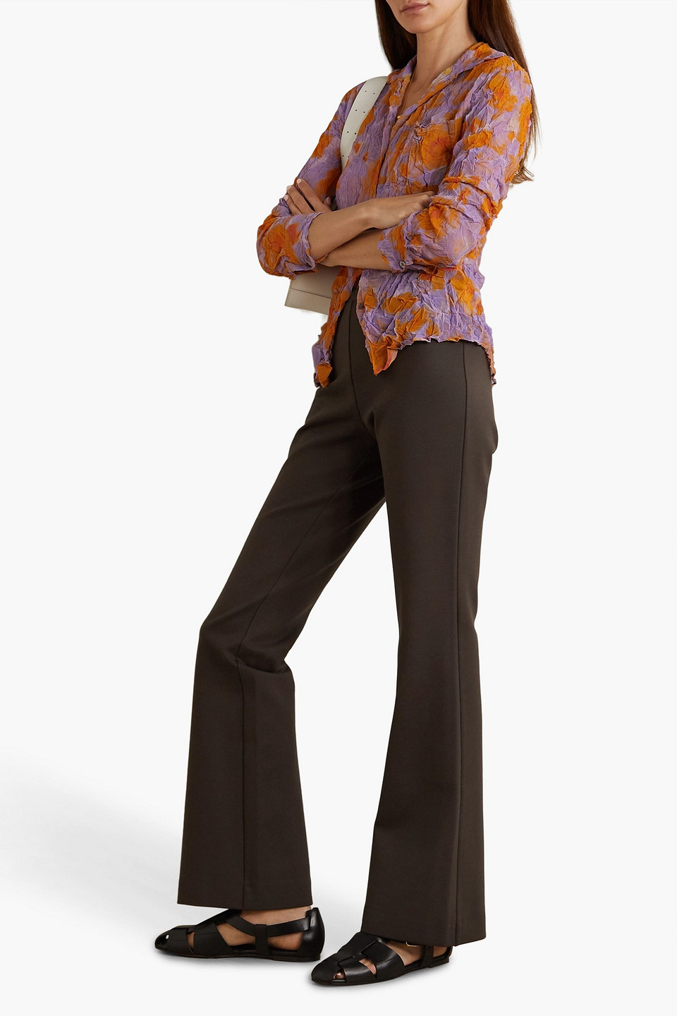 Diane Von Furstenberg Jersey Bootcut Pants In Chocolate