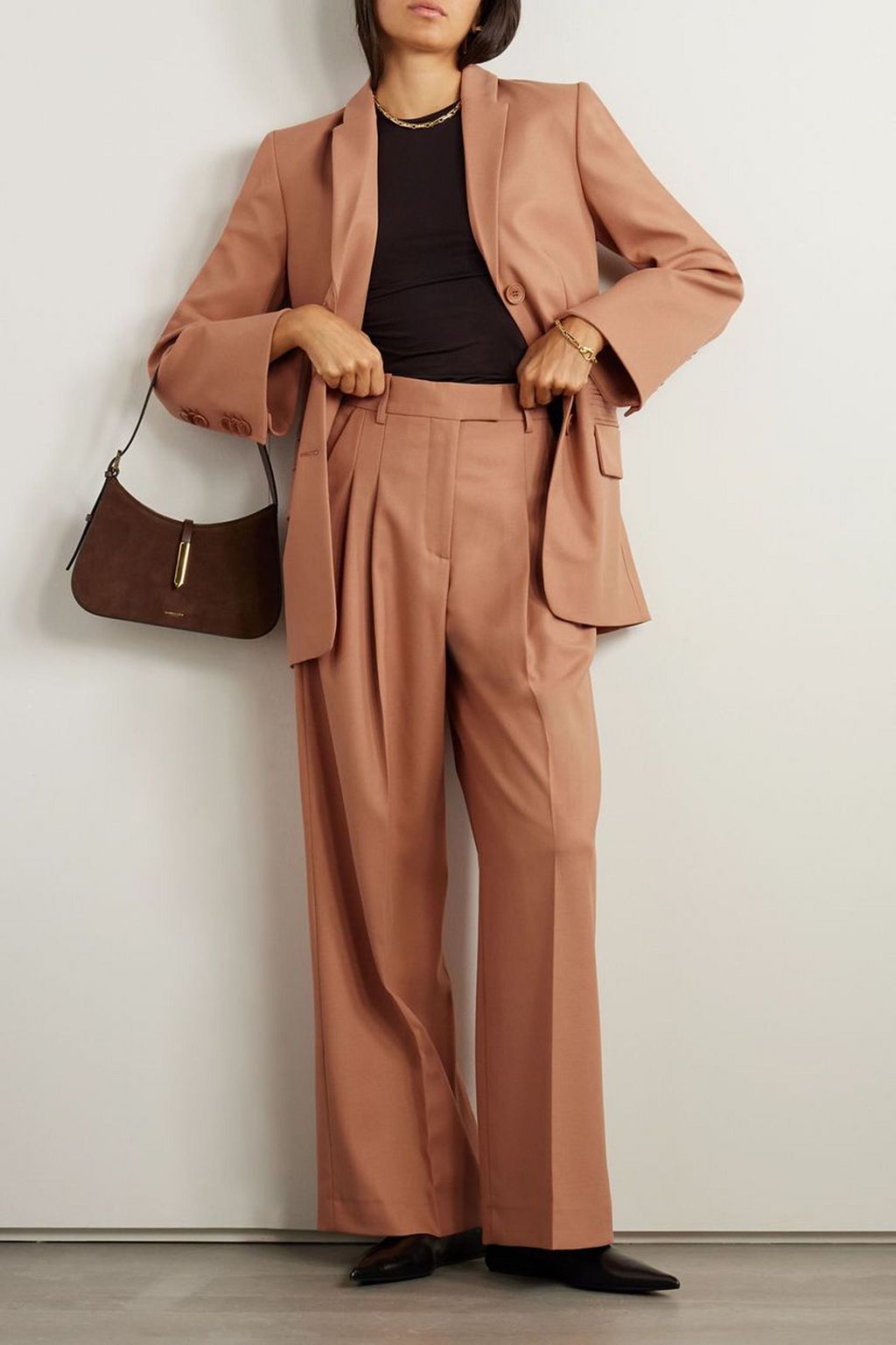 BY MALENE BIRGER بنطلون «سيمباريا» من التويل بأرجل واسعة مزين بكسرات