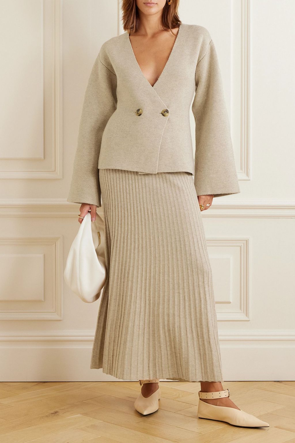 BY MALENE BIRGER تنورة Hevina طويلة من صوف مضلّع