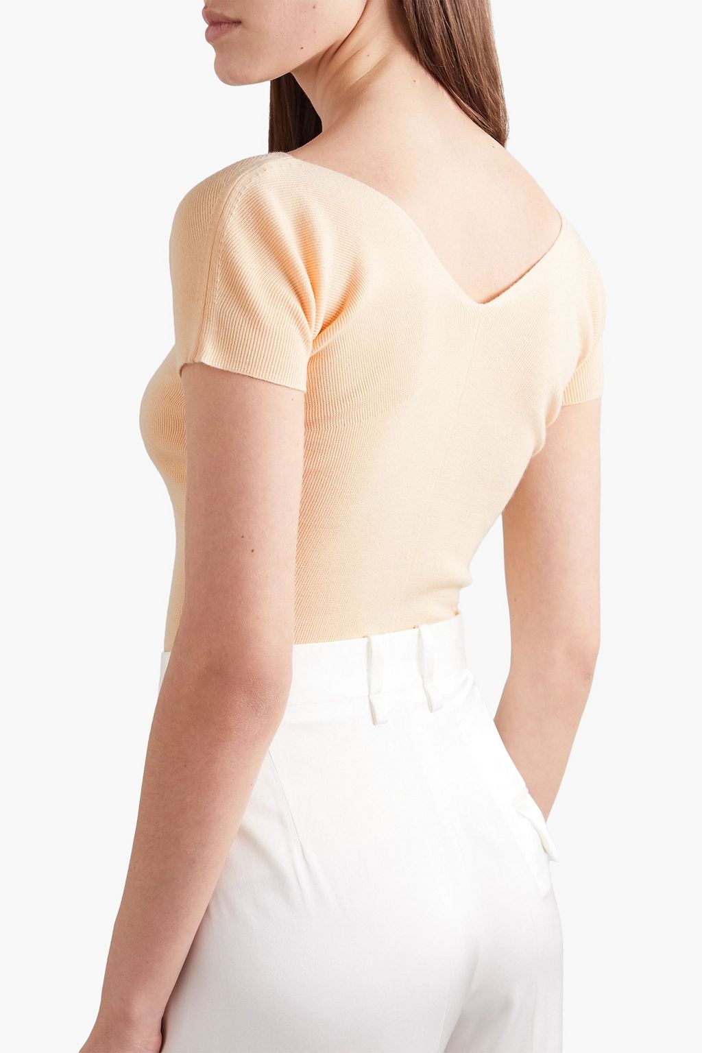 THE ROW Tain ribbed merino wool and cashmere-blend top