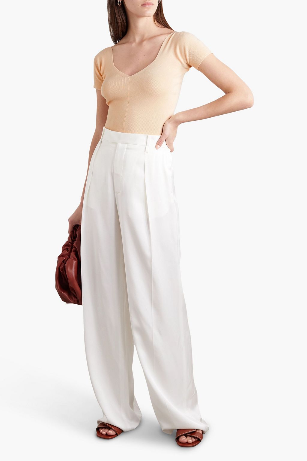 THE ROW Tain ribbed merino wool and cashmere-blend top