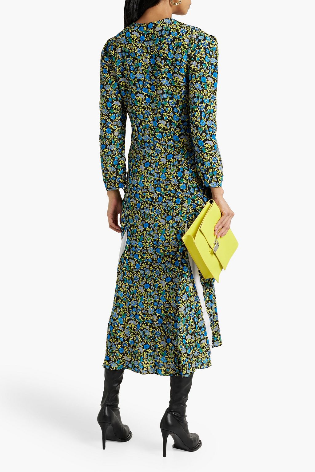 VICTORIA BECKHAM Pleated floral-print silk crepe de chine midi dress