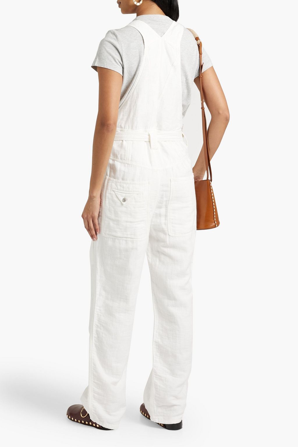 ISABEL MARANT Keisha belted cotton and linen-blend wide-leg jumpsuit